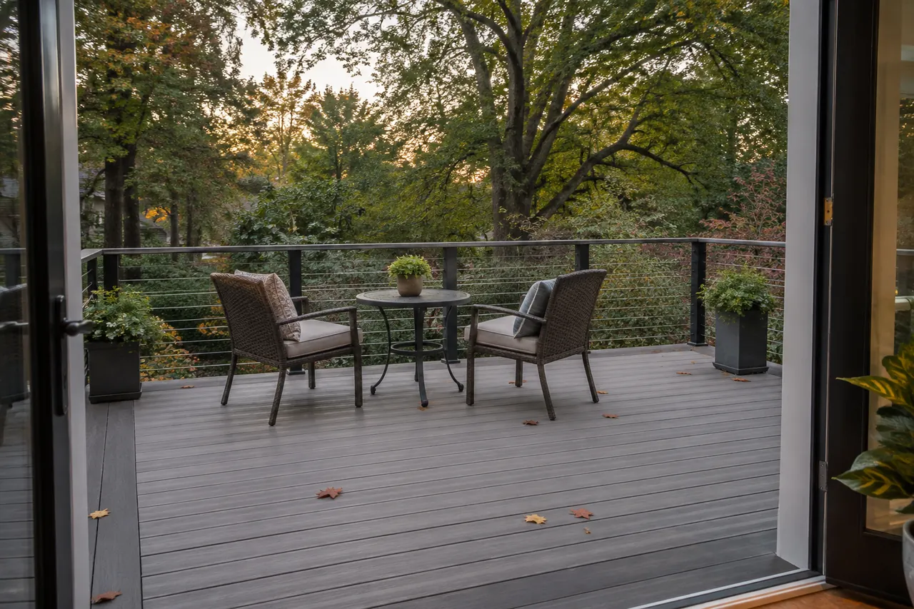 Composite deck design with cable railing