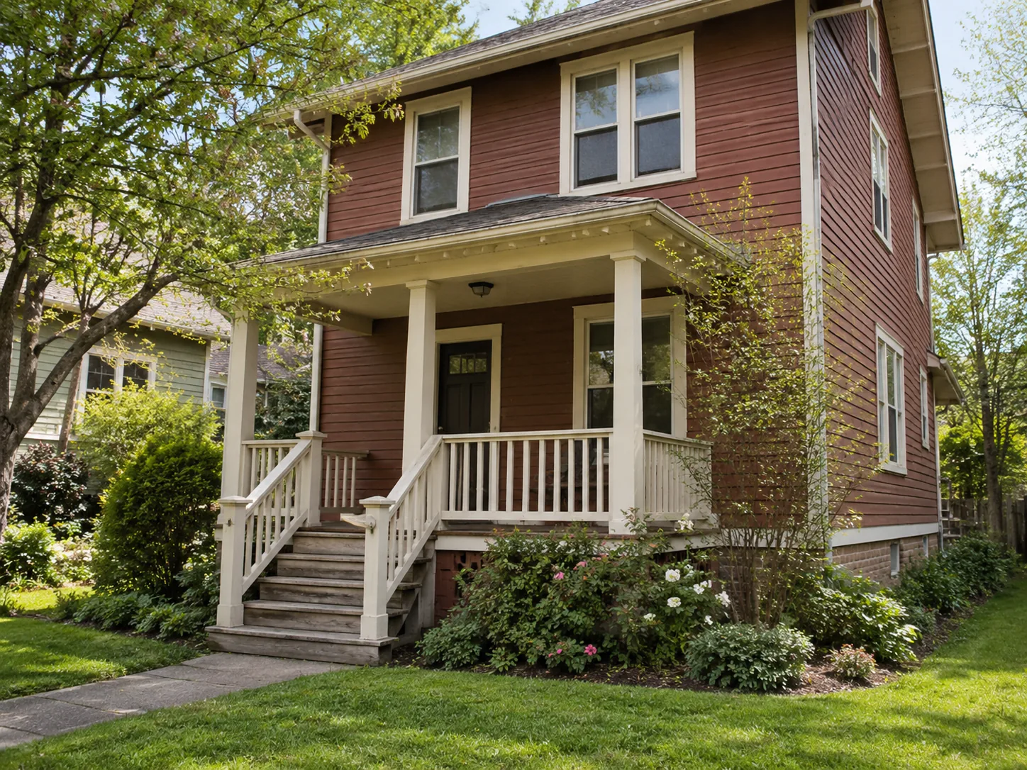 Traditional home with an existing timber front porch